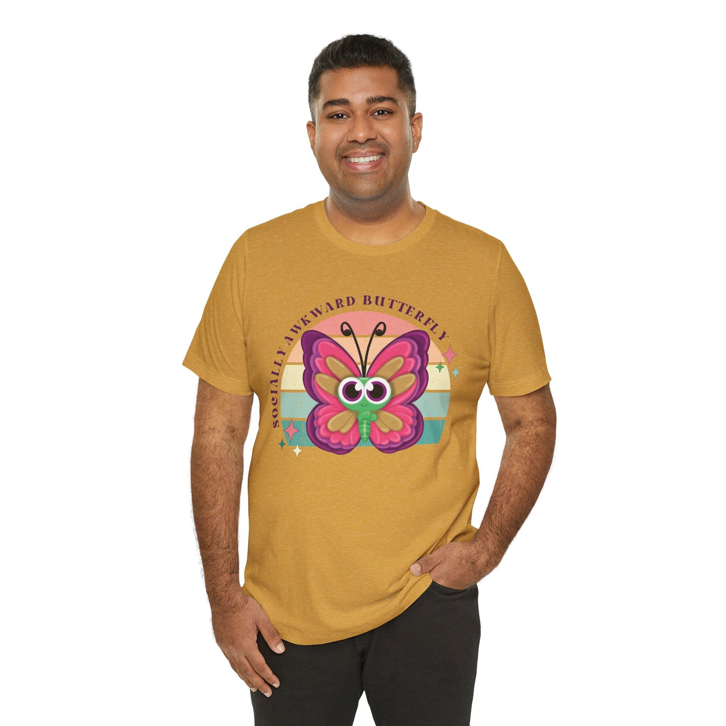 Socially Awkward Butterfly Unisex Tee, Introvert Meme Shirt, Funny Graphic Tee, Sarcastic T-Shirt, Humorous Top, Hilarious Quote Tee