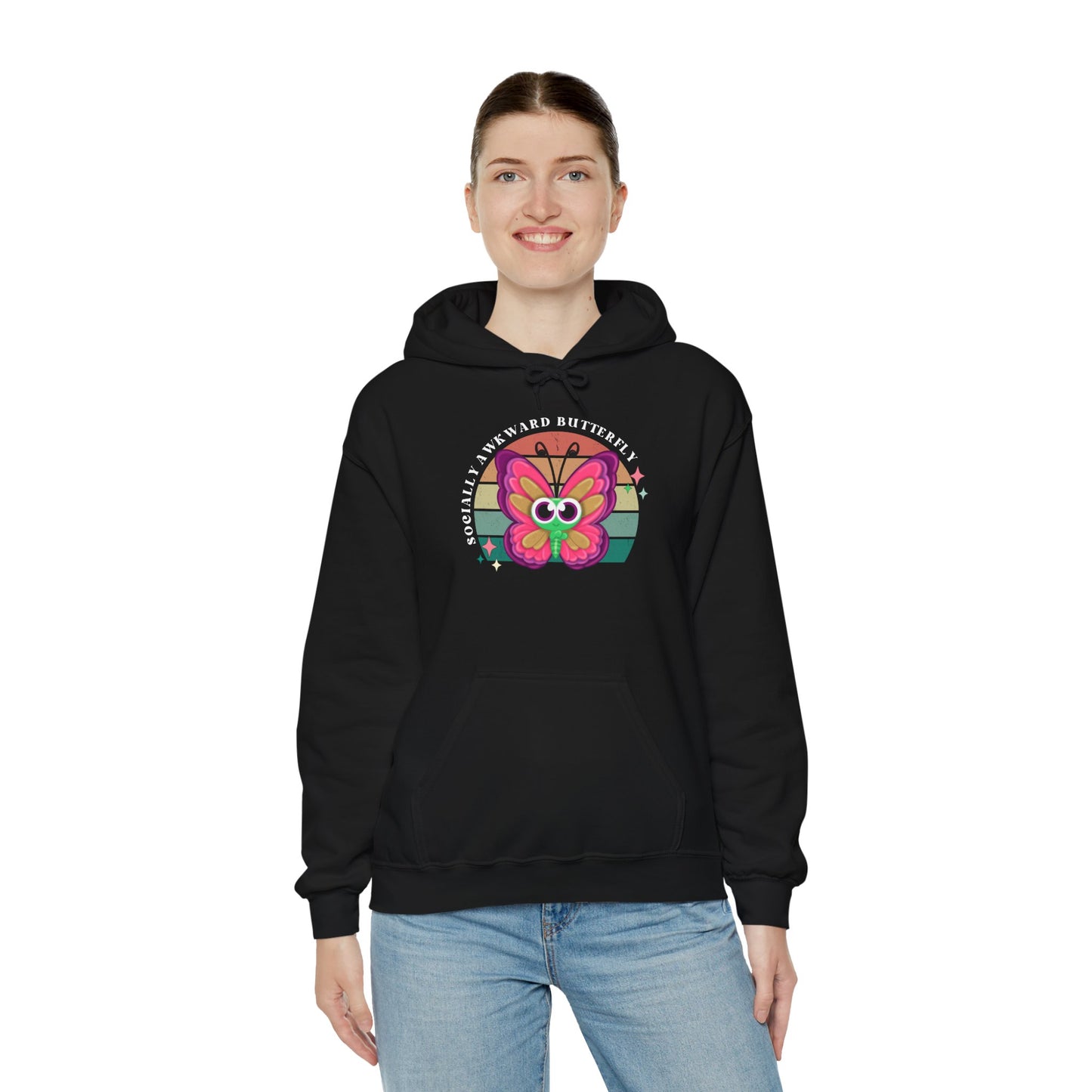 Socially Awkward Butterfly Hoodie, Introvert Gift, Funny Sweatshirt, Shy Personality, Humor Jumper, Anti Social Shirt