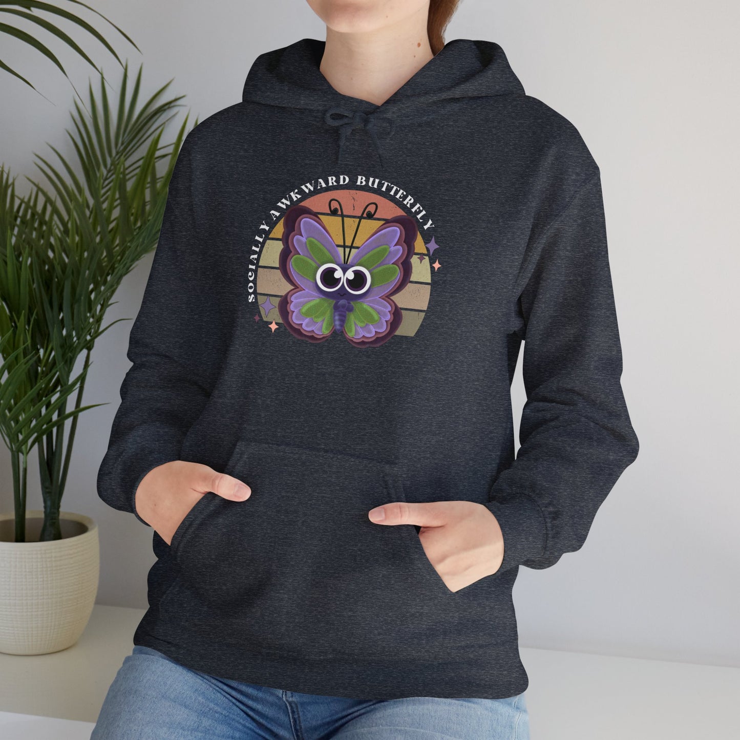Socially Awkward Butterfly Hoodie, Introvert Gift, Funny Sweatshirt, Shy Personality, Humor Jumper, Anti Social Shirt
