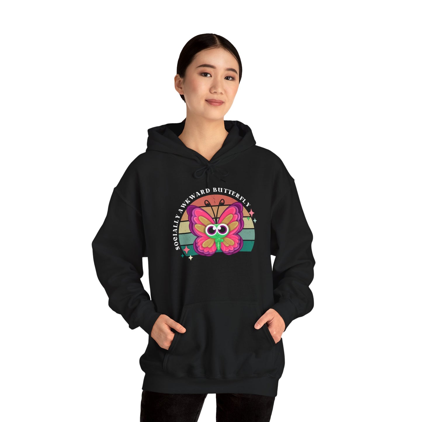 Socially Awkward Butterfly Hoodie, Introvert Gift, Funny Sweatshirt, Shy Personality, Humor Jumper, Anti Social Shirt