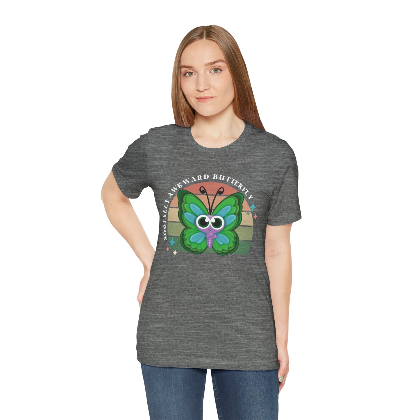 Socially Awkward Butterfly Unisex Tee, Introvert Meme Shirt, Funny Graphic Tee, Sarcastic T-Shirt, Humorous Top, Hilarious Quote Tee