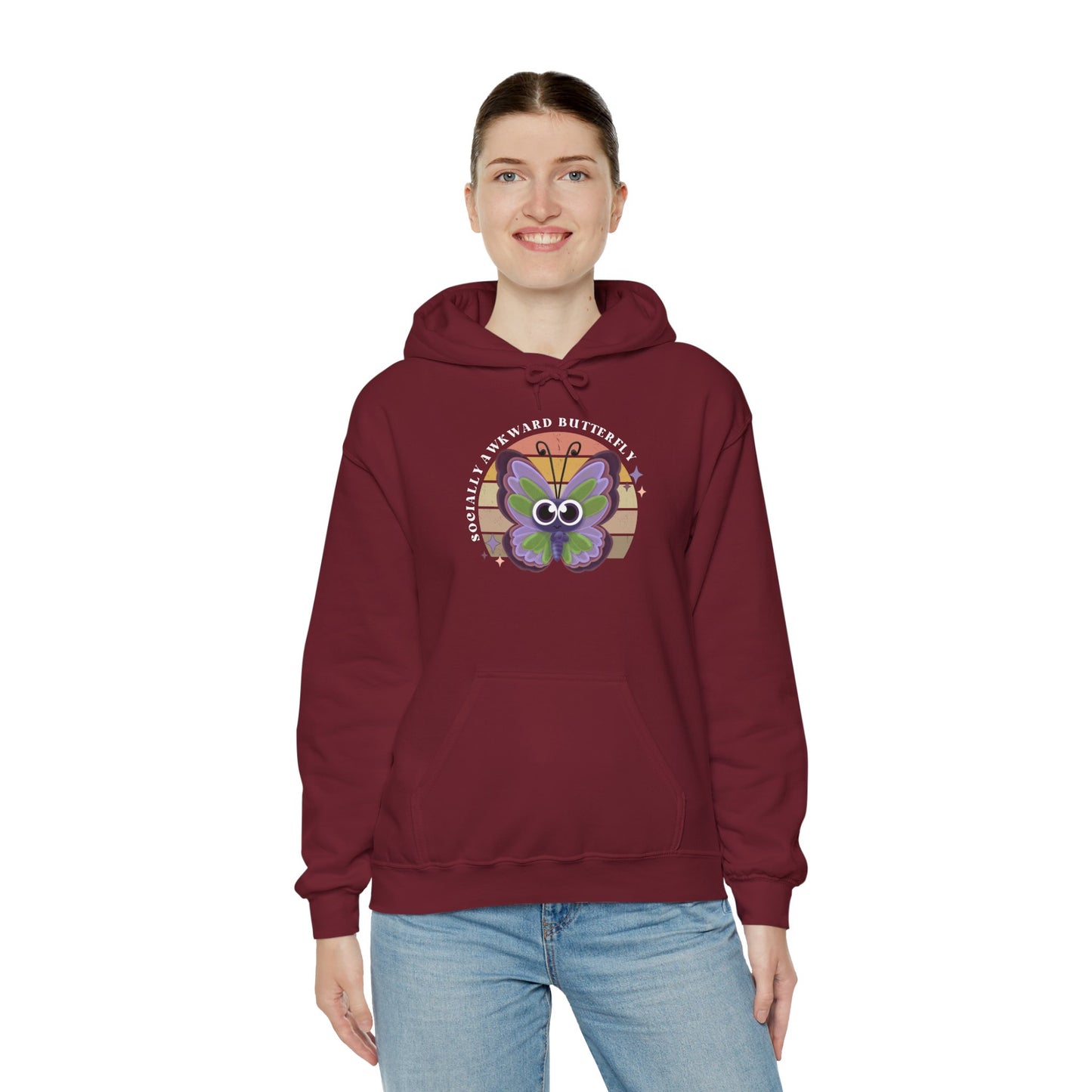 Socially Awkward Butterfly Hoodie, Introvert Gift, Funny Sweatshirt, Shy Personality, Humor Jumper, Anti Social Shirt