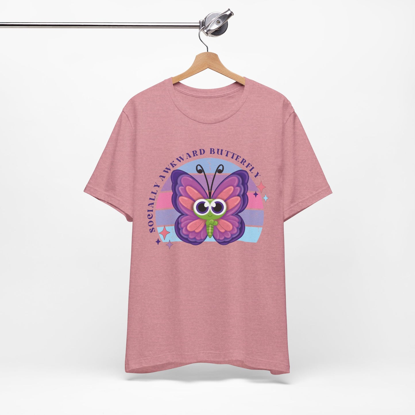 Socially Awkward Butterfly Unisex Tee, Introvert Meme Shirt, Funny Graphic Tee, Sarcastic T-Shirt, Humorous Top, Hilarious Quote Tee