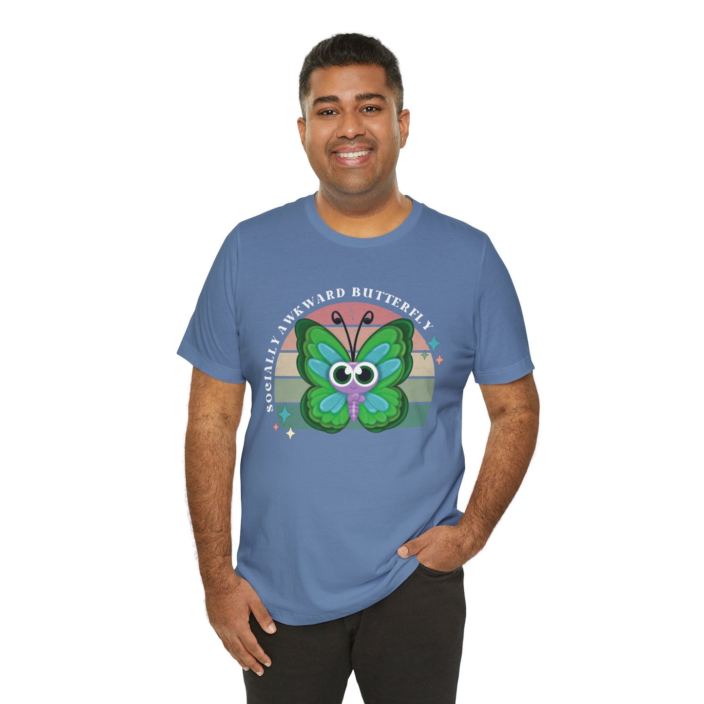 Socially Awkward Butterfly Unisex Tee, Introvert Meme Shirt, Funny Graphic Tee, Sarcastic T-Shirt, Humorous Top, Hilarious Quote Tee