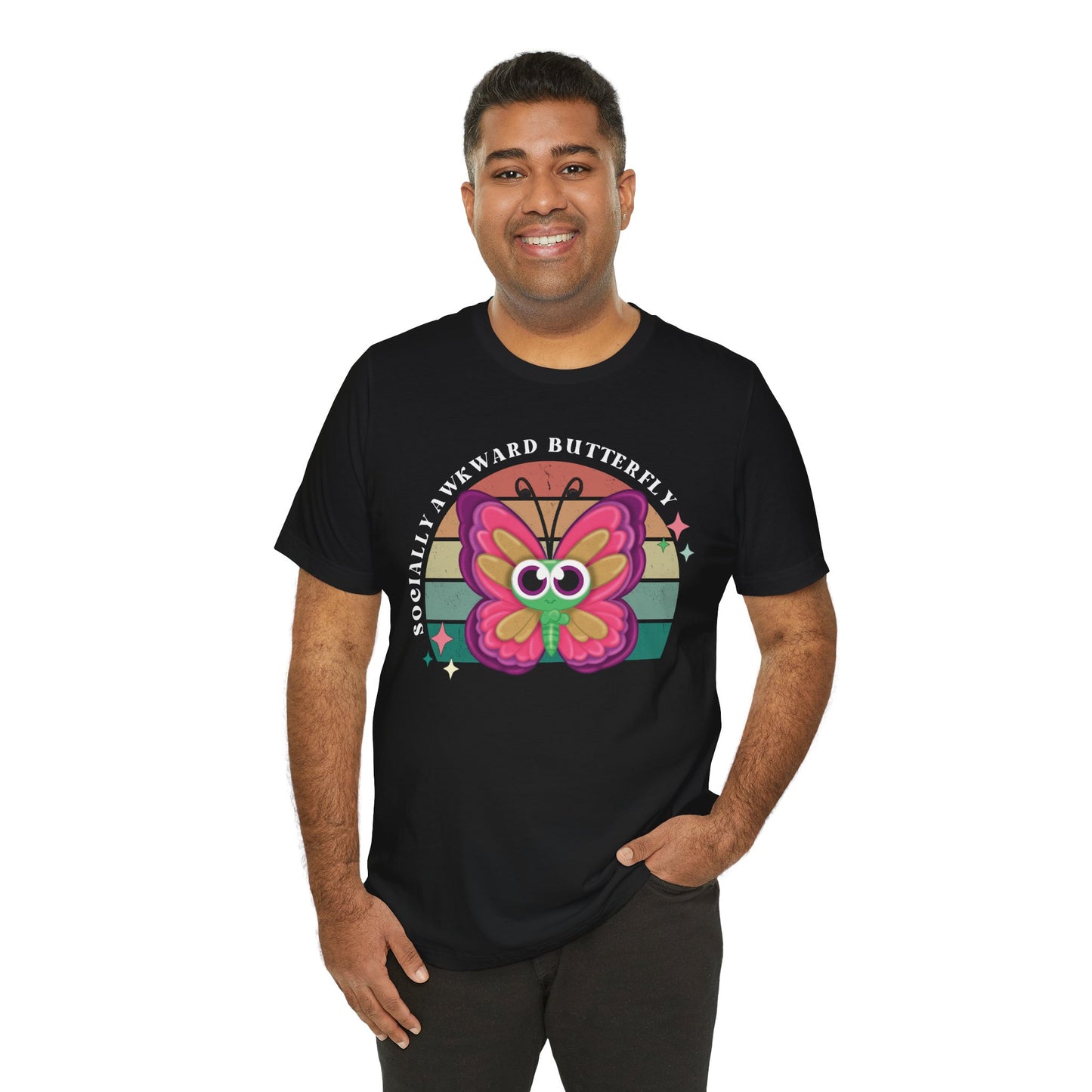 Socially Awkward Butterfly Unisex Tee, Introvert Meme Shirt, Funny Graphic Tee, Sarcastic T-Shirt, Humorous Top, Hilarious Quote Tee
