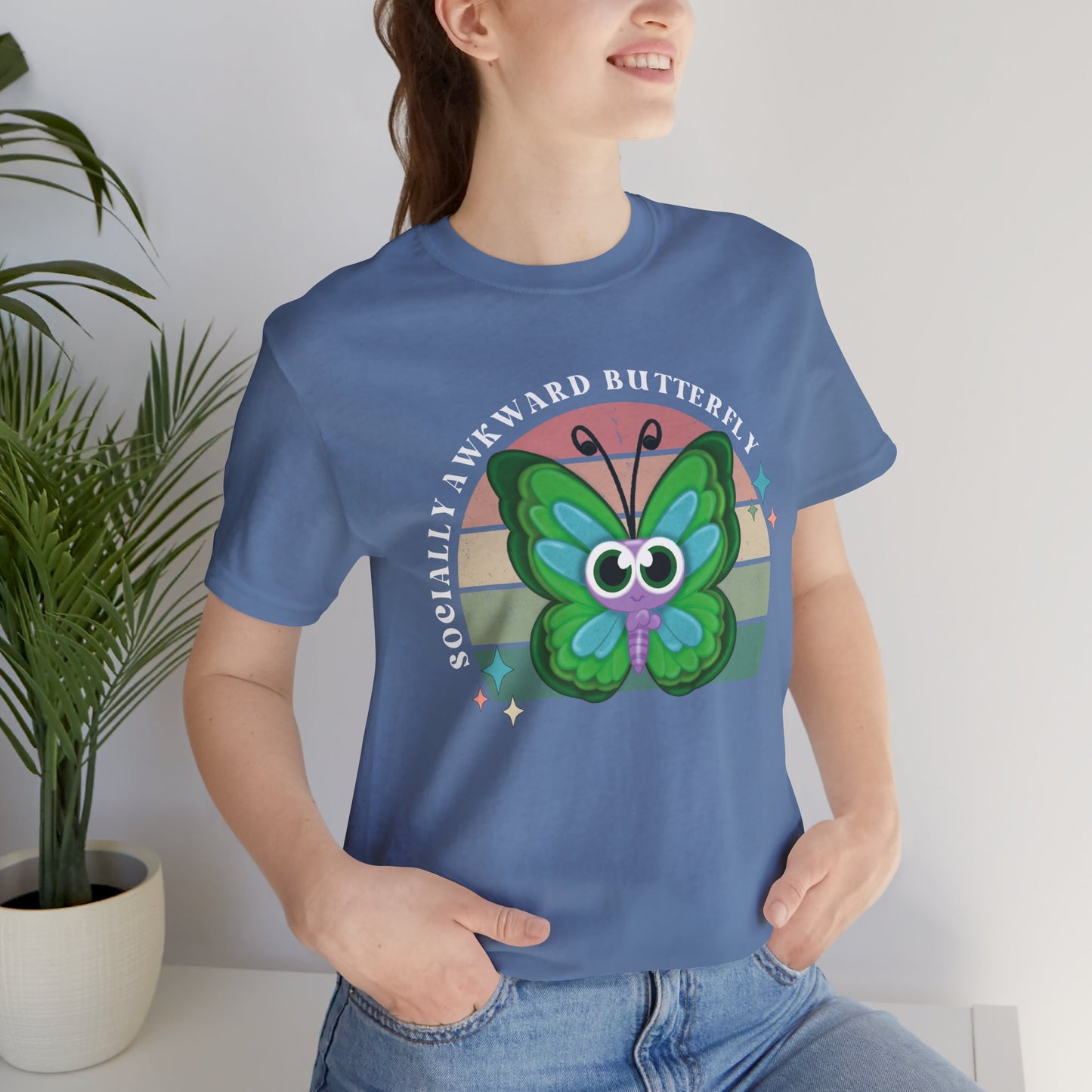 Socially Awkward Butterfly Unisex Tee, Introvert Meme Shirt, Funny Graphic Tee, Sarcastic T-Shirt, Humorous Top, Hilarious Quote Tee