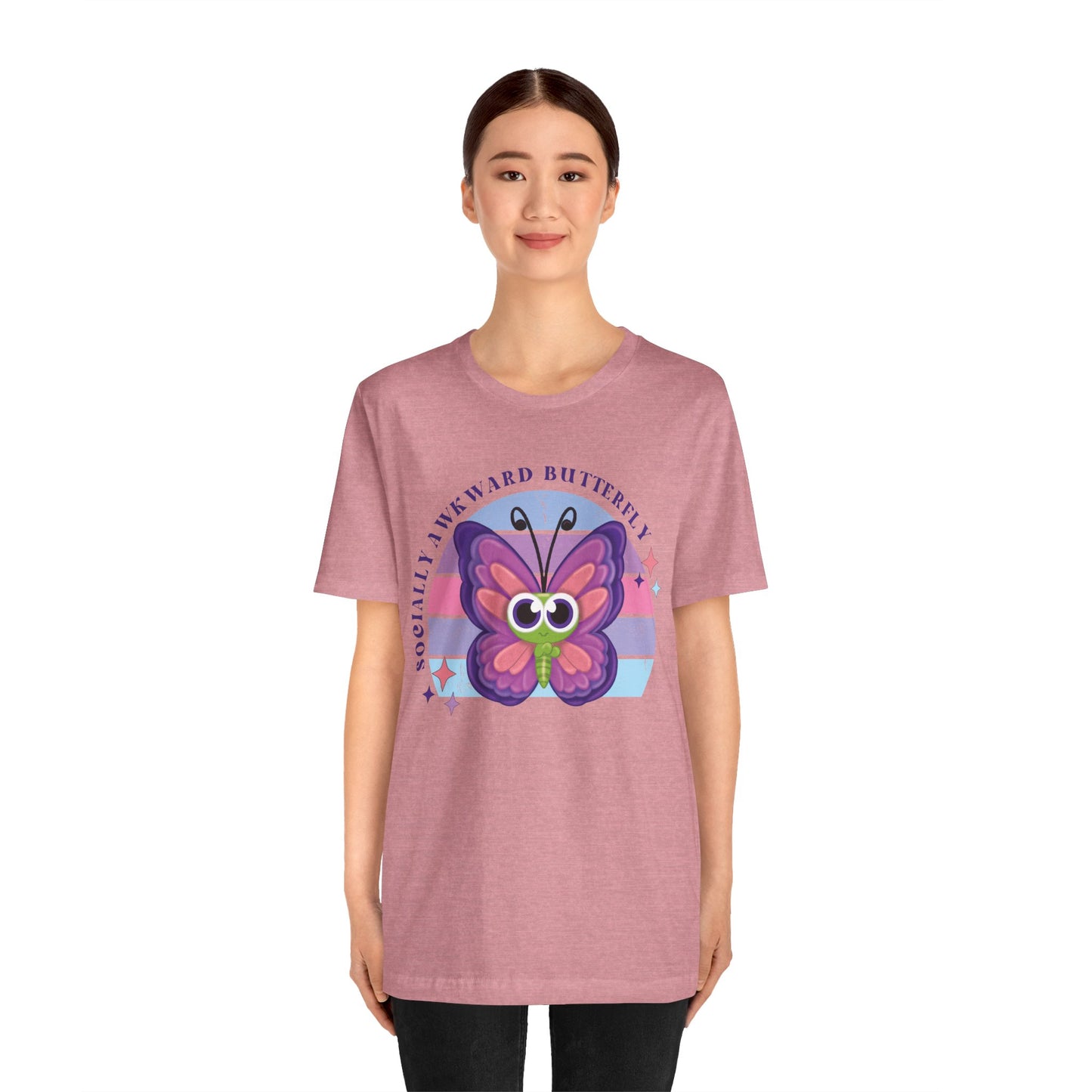Socially Awkward Butterfly Unisex Tee, Introvert Meme Shirt, Funny Graphic Tee, Sarcastic T-Shirt, Humorous Top, Hilarious Quote Tee