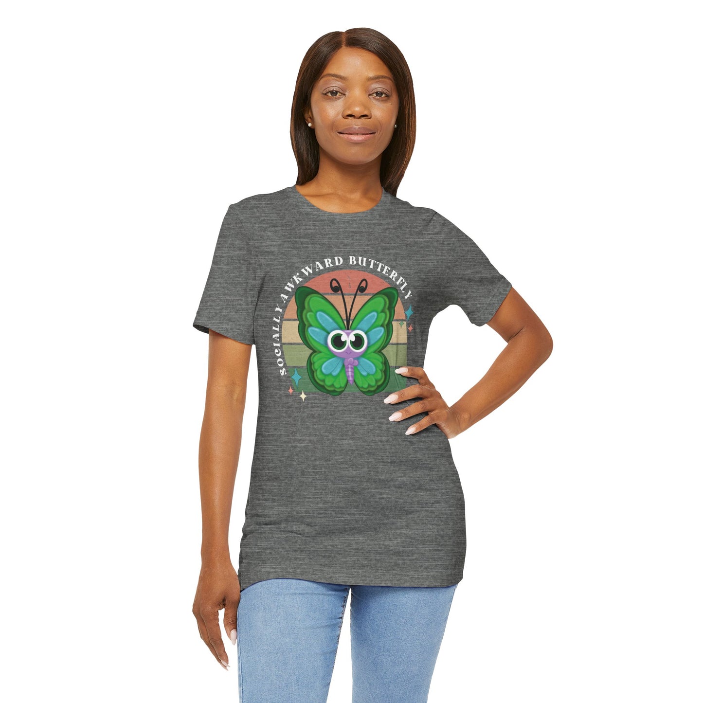 Socially Awkward Butterfly Unisex Tee, Introvert Meme Shirt, Funny Graphic Tee, Sarcastic T-Shirt, Humorous Top, Hilarious Quote Tee