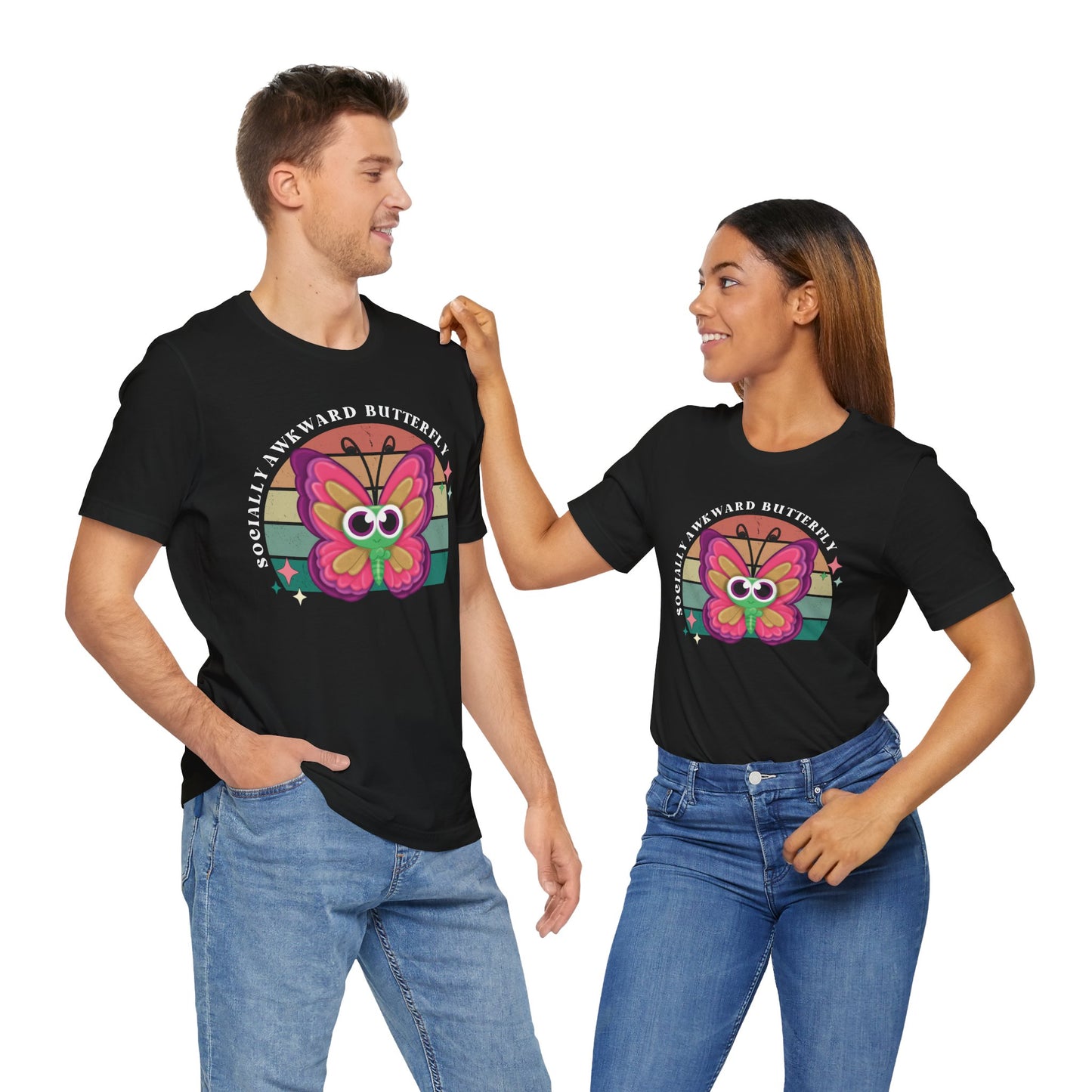 Socially Awkward Butterfly Unisex Tee, Introvert Meme Shirt, Funny Graphic Tee, Sarcastic T-Shirt, Humorous Top, Hilarious Quote Tee