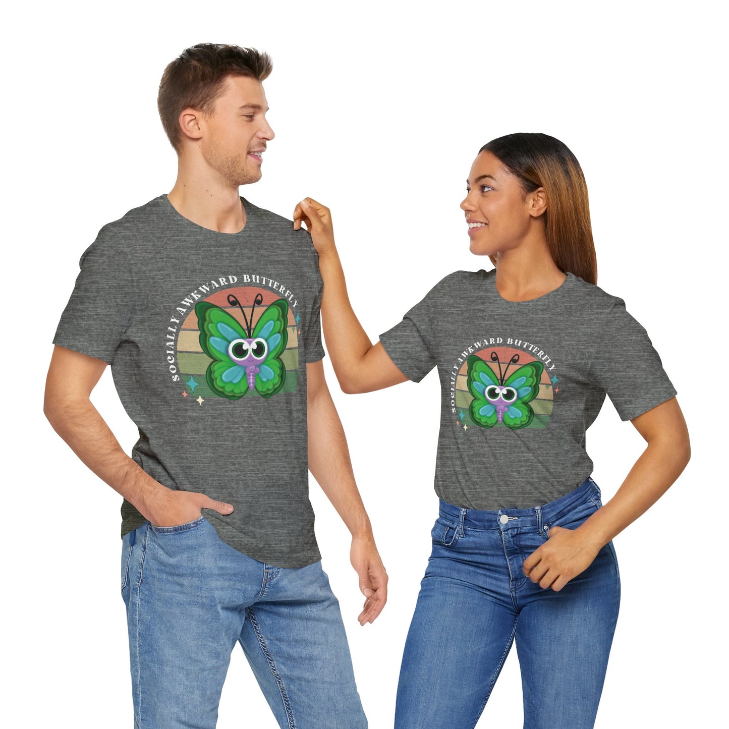 Socially Awkward Butterfly Unisex Tee, Introvert Meme Shirt, Funny Graphic Tee, Sarcastic T-Shirt, Humorous Top, Hilarious Quote Tee