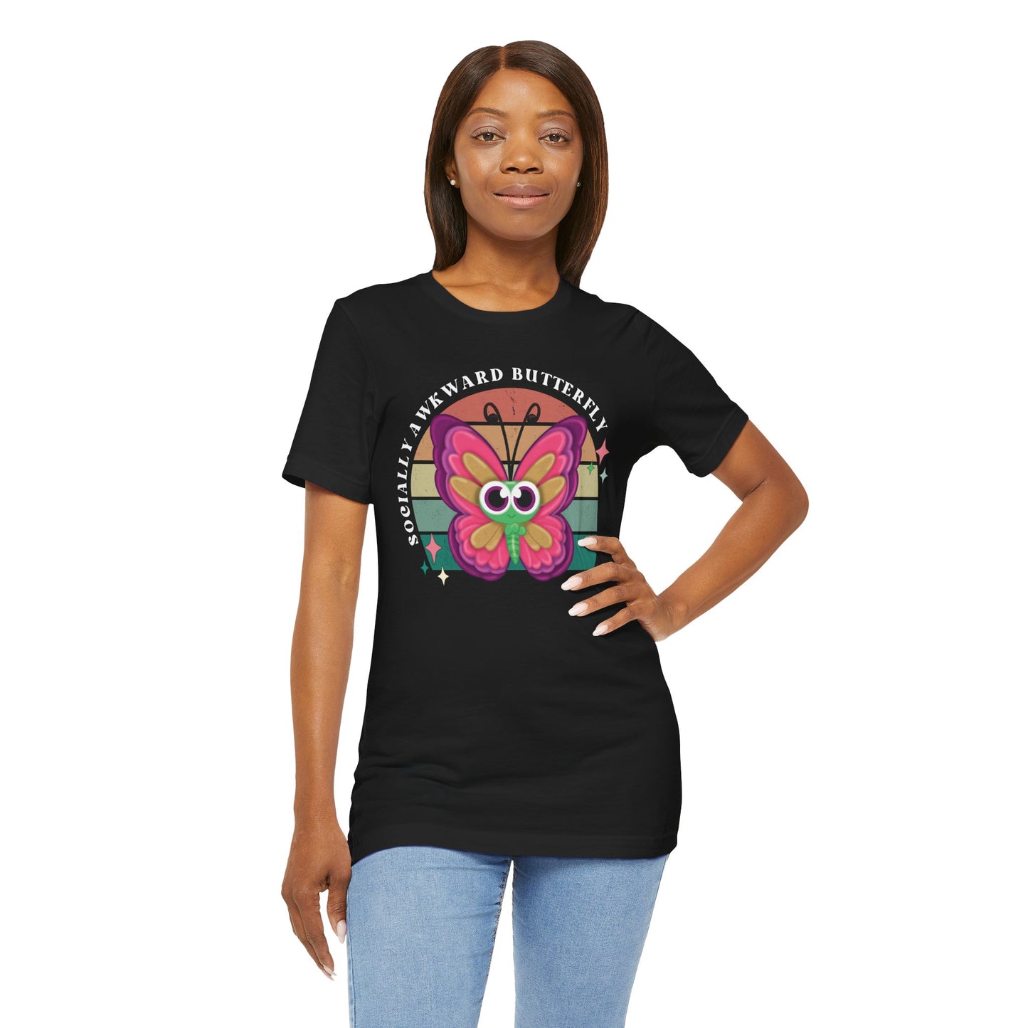 Socially Awkward Butterfly Unisex Tee, Introvert Meme Shirt, Funny Graphic Tee, Sarcastic T-Shirt, Humorous Top, Hilarious Quote Tee