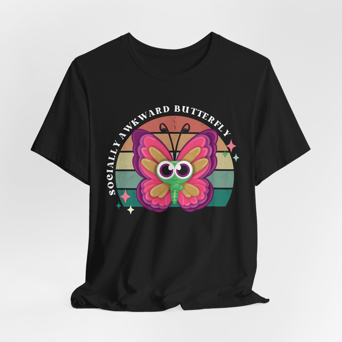 Socially Awkward Butterfly Unisex Tee, Introvert Meme Shirt, Funny Graphic Tee, Sarcastic T-Shirt, Humorous Top, Hilarious Quote Tee