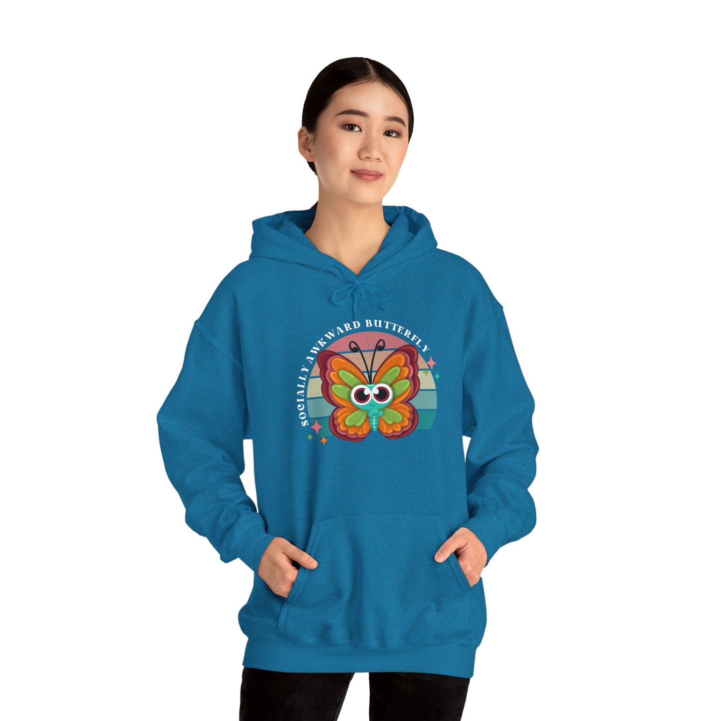 Socially Awkward Butterfly Hoodie, Introvert Gift, Funny Sweatshirt, Shy Personality, Humor Jumper, Anti Social Shirt