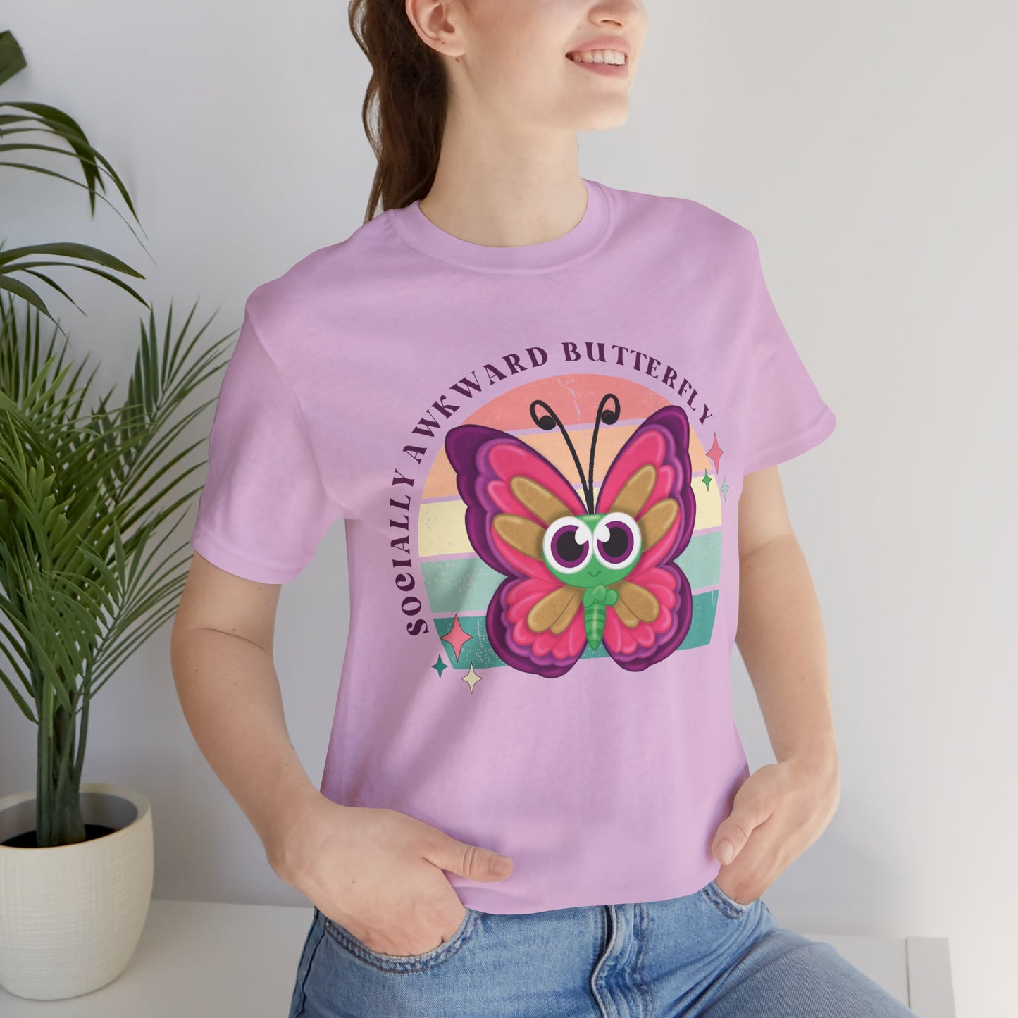 Socially Awkward Butterfly Unisex Tee, Introvert Meme Shirt, Funny Graphic Tee, Sarcastic T-Shirt, Humorous Top, Hilarious Quote Tee