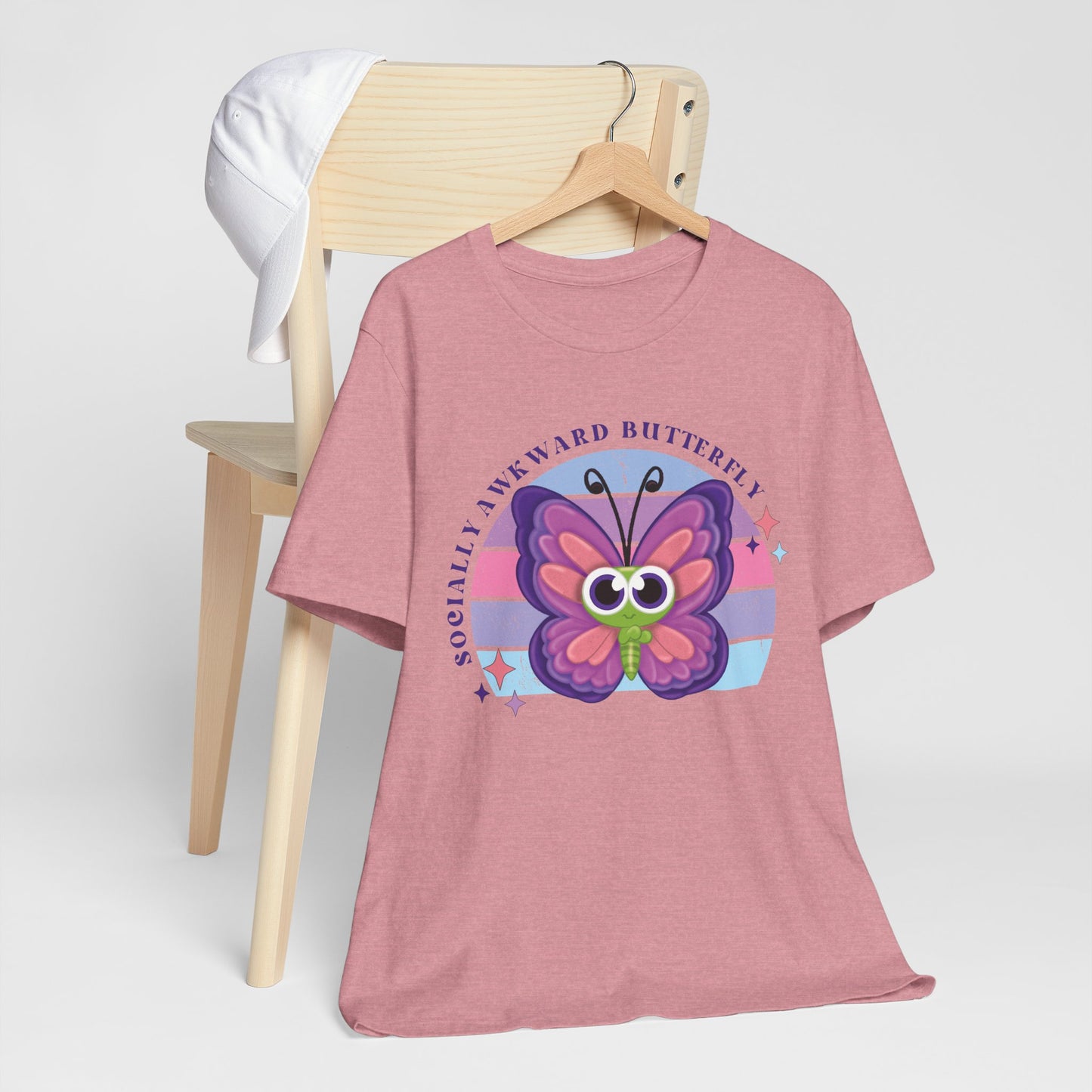 Socially Awkward Butterfly Unisex Tee, Introvert Meme Shirt, Funny Graphic Tee, Sarcastic T-Shirt, Humorous Top, Hilarious Quote Tee