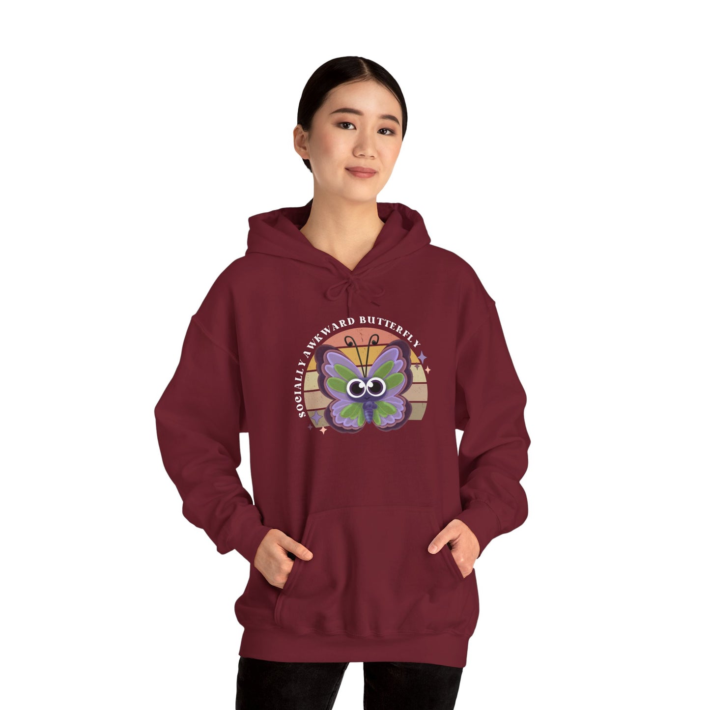 Socially Awkward Butterfly Hoodie, Introvert Gift, Funny Sweatshirt, Shy Personality, Humor Jumper, Anti Social Shirt