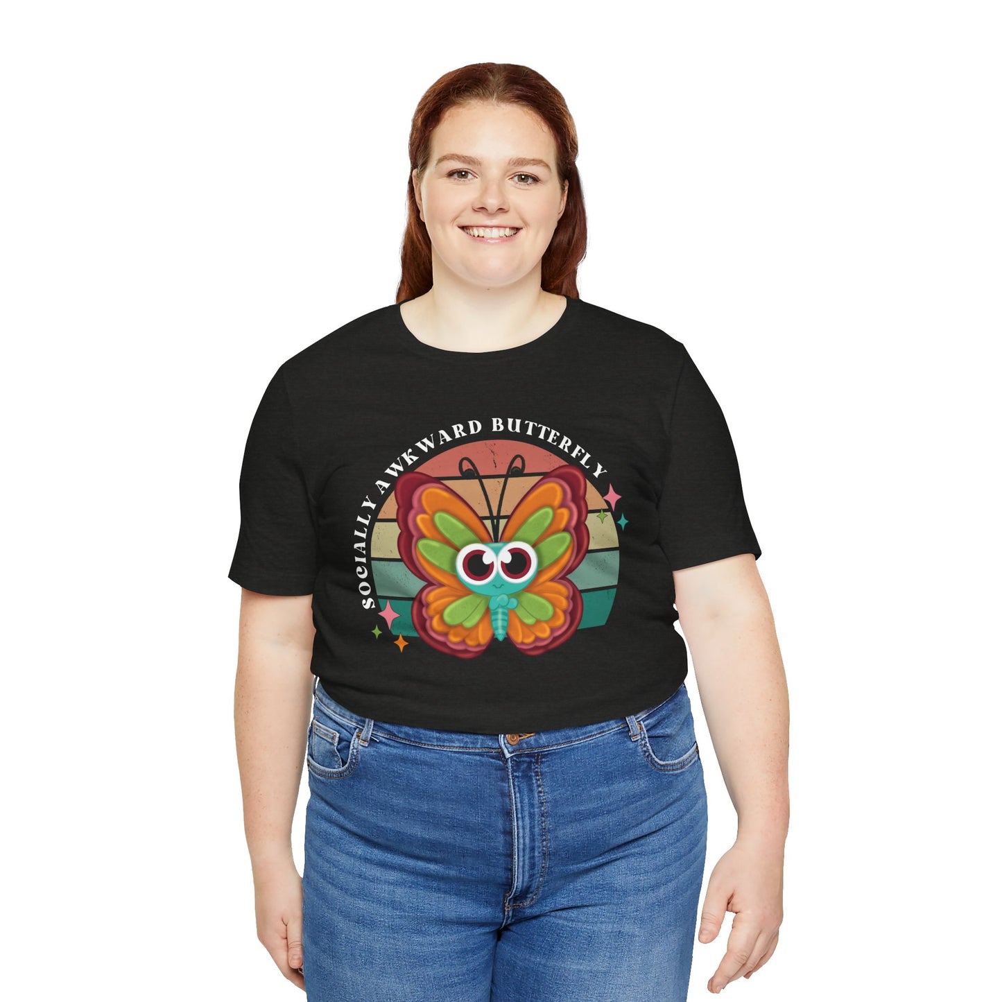 Socially Awkward Butterfly Unisex Tee, Introvert Meme Shirt, Funny Graphic Tee, Sarcastic T-Shirt, Humorous Top, Hilarious Quote Tee