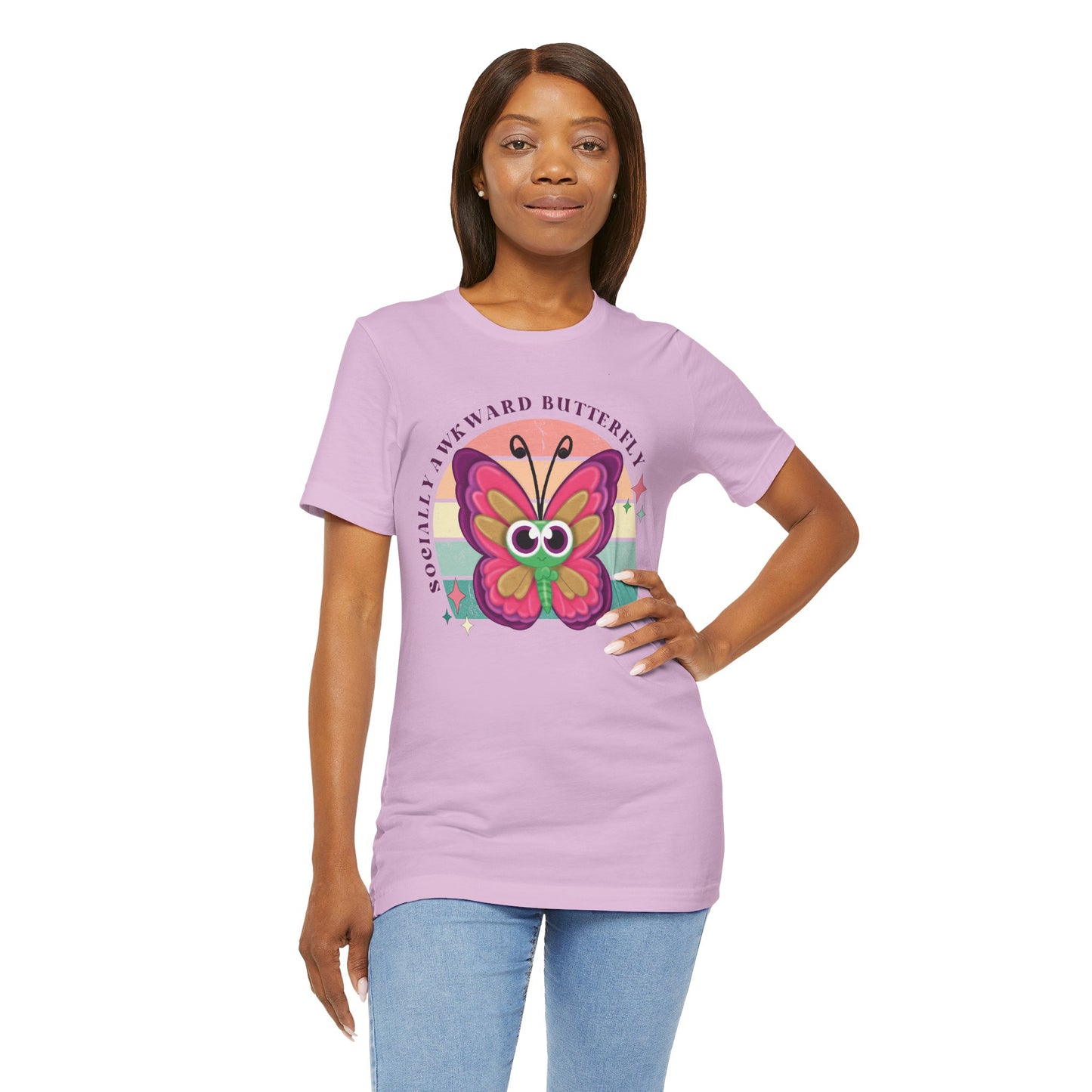 Socially Awkward Butterfly Unisex Tee, Introvert Meme Shirt, Funny Graphic Tee, Sarcastic T-Shirt, Humorous Top, Hilarious Quote Tee