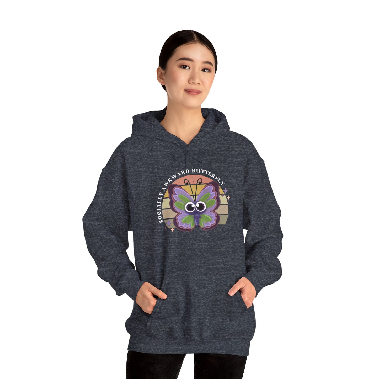 Socially Awkward Butterfly Hoodie, Introvert Gift, Funny Sweatshirt, Shy Personality, Humor Jumper, Anti Social Shirt
