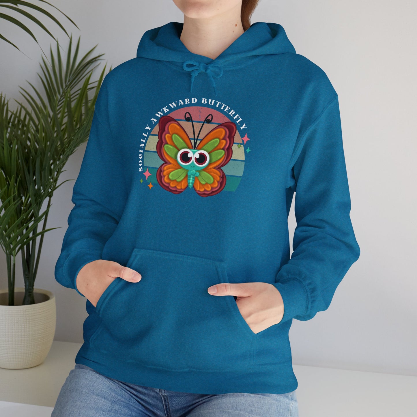 Socially Awkward Butterfly Hoodie, Introvert Gift, Funny Sweatshirt, Shy Personality, Humor Jumper, Anti Social Shirt