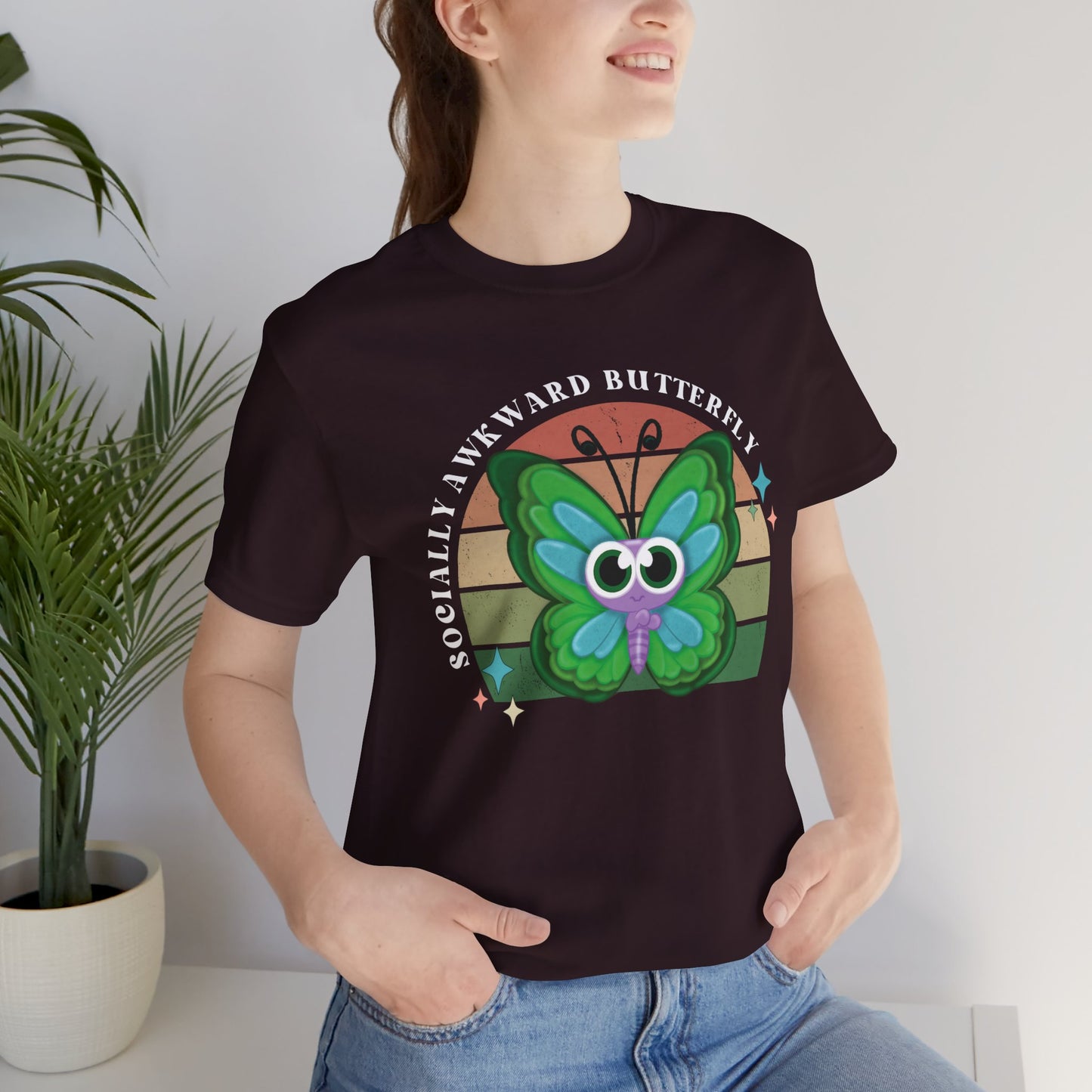 Socially Awkward Butterfly Unisex Tee, Introvert Meme Shirt, Funny Graphic Tee, Sarcastic T-Shirt, Humorous Top, Hilarious Quote Tee