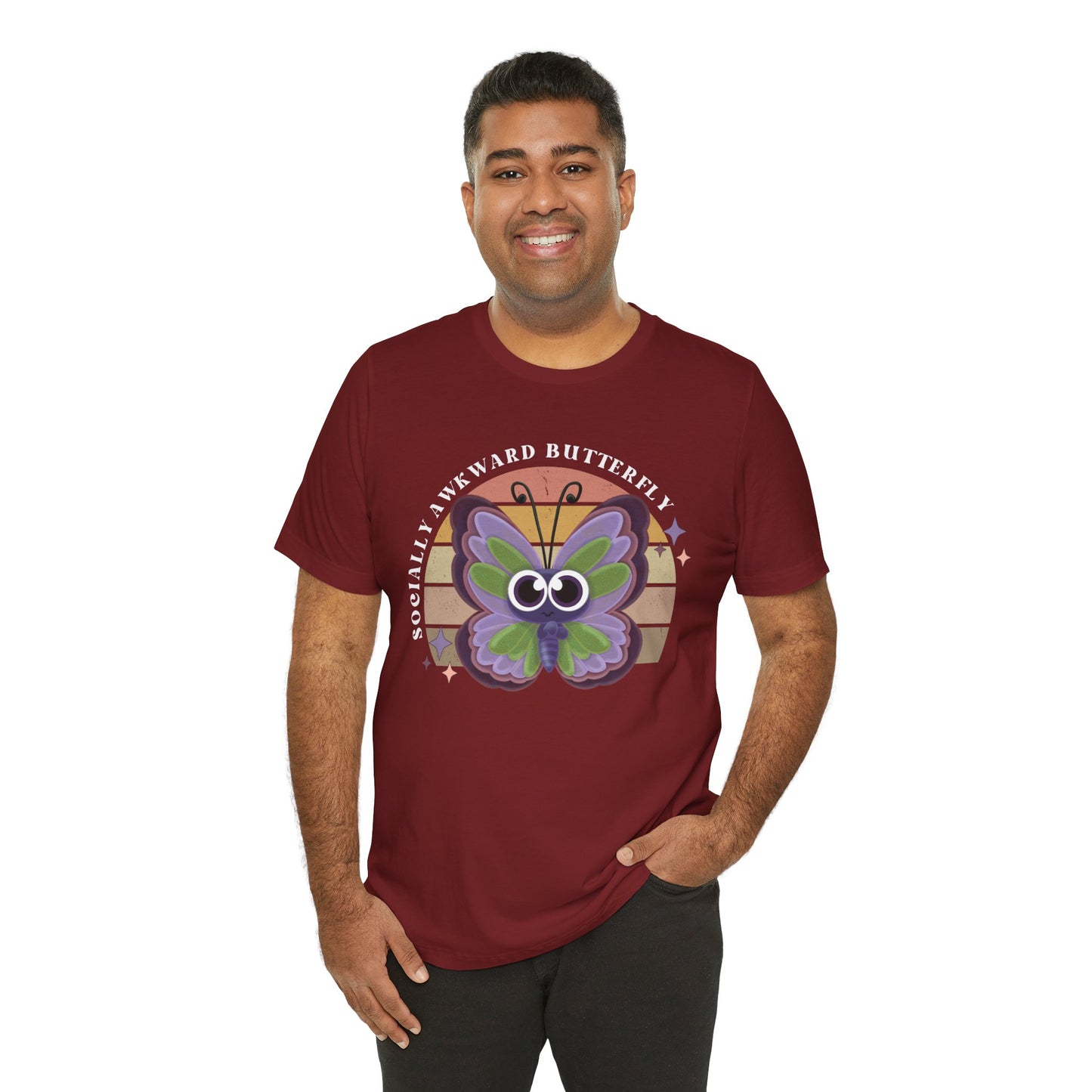 Socially Awkward Butterfly Unisex Tee, Introvert Meme Shirt, Funny Graphic Tee, Sarcastic T-Shirt, Humorous Top, Hilarious Quote Tee