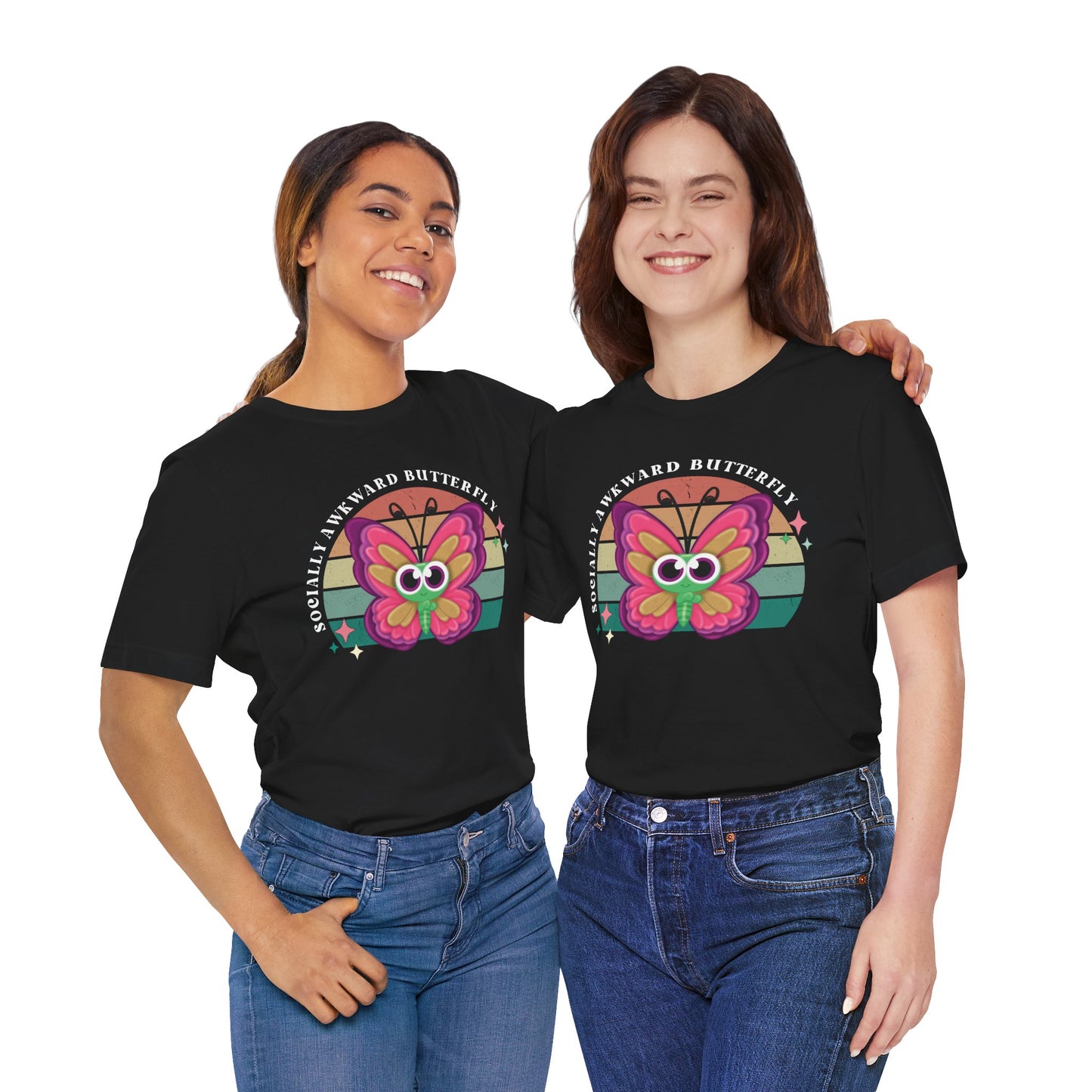 Socially Awkward Butterfly Unisex Tee, Introvert Meme Shirt, Funny Graphic Tee, Sarcastic T-Shirt, Humorous Top, Hilarious Quote Tee