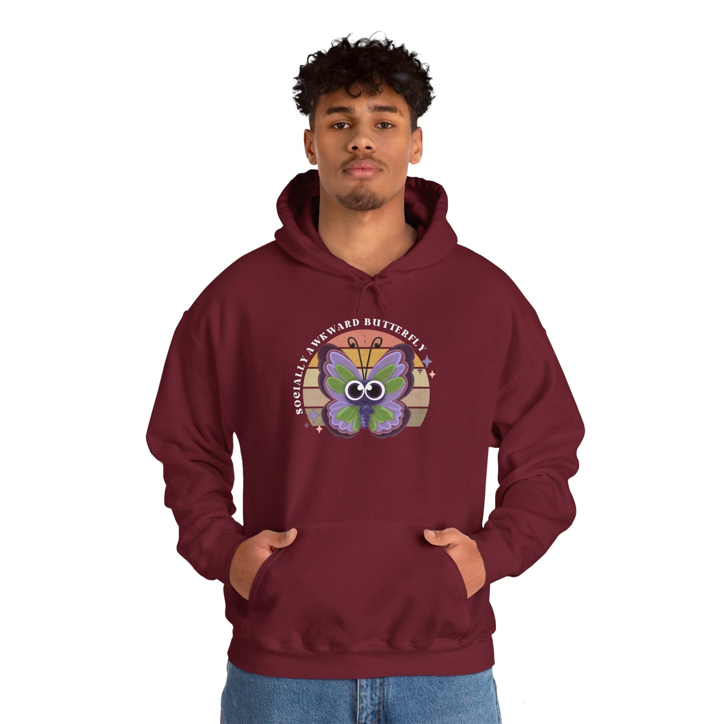 Socially Awkward Butterfly Hoodie, Introvert Gift, Funny Sweatshirt, Shy Personality, Humor Jumper, Anti Social Shirt