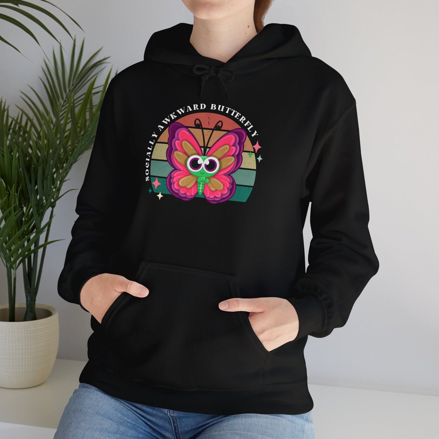 Socially Awkward Butterfly Hoodie, Introvert Gift, Funny Sweatshirt, Shy Personality, Humor Jumper, Anti Social Shirt