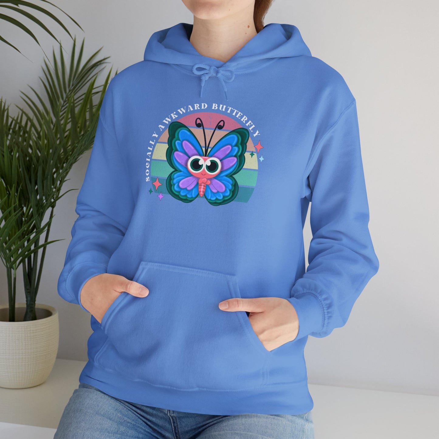 Socially Awkward Butterfly Hoodie, Introvert Gift, Funny Sweatshirt, Shy Personality, Humor Jumper, Anti Social Shirt