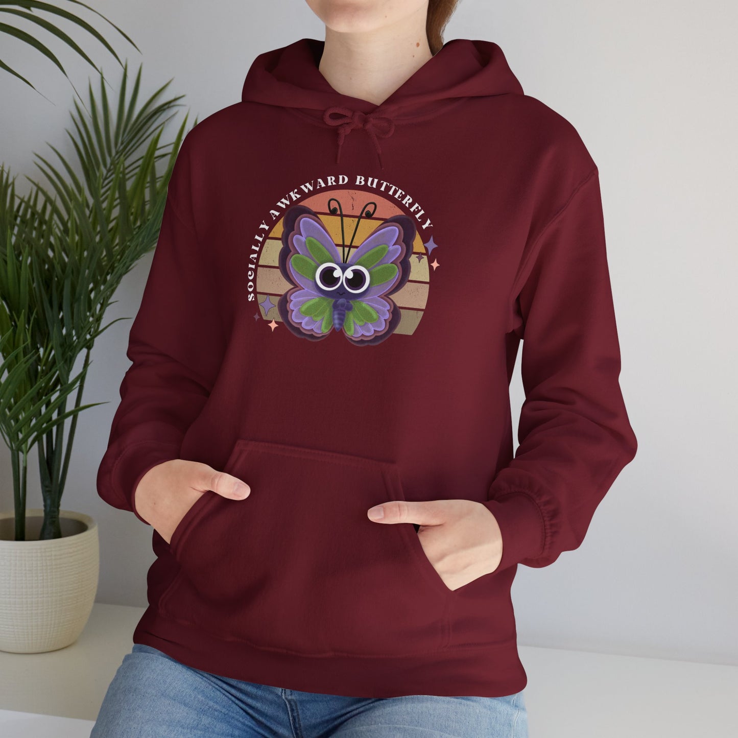 Socially Awkward Butterfly Hoodie, Introvert Gift, Funny Sweatshirt, Shy Personality, Humor Jumper, Anti Social Shirt