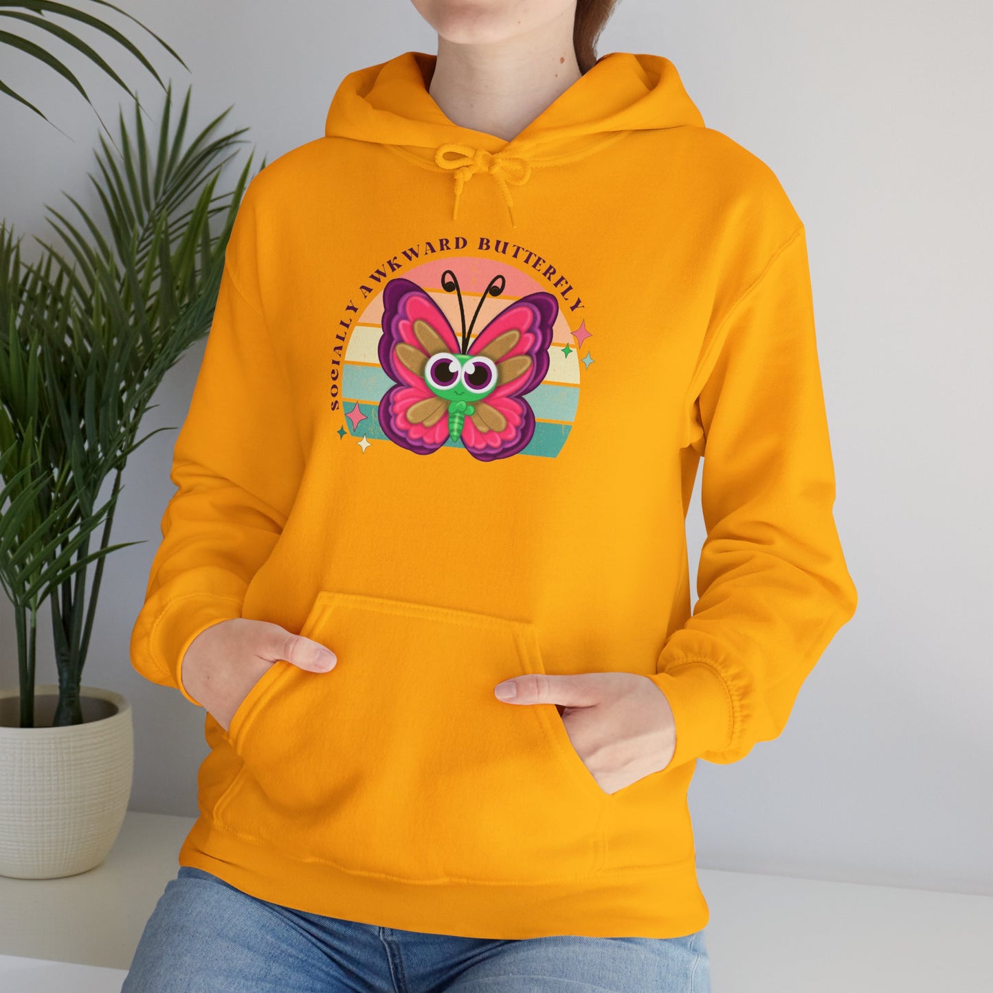 Socially Awkward Butterfly Hoodie, Introvert Gift, Funny Sweatshirt, Shy Personality, Humor Jumper, Anti Social Shirt